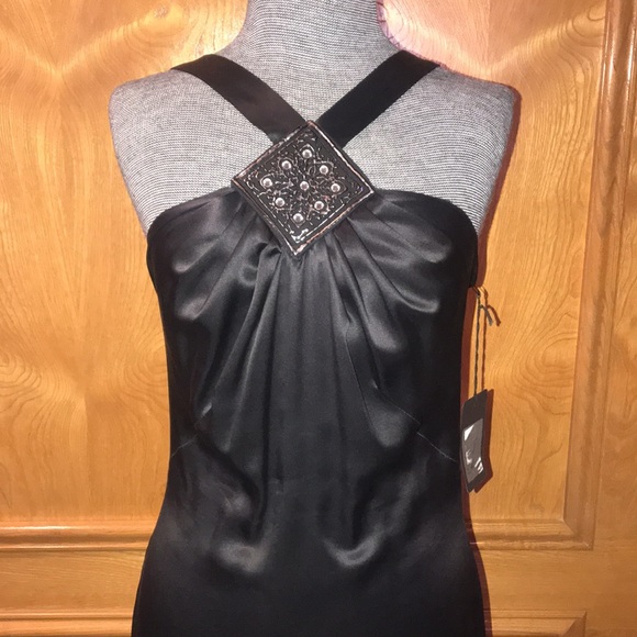 Orna Farho Black Meline 100% Silk Gown Size T44 eu - US 8 - Picture 2 of 14